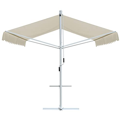 Auvent autoportant 4 x 3 m double auvent polyester crème jardin - 4