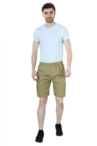Image of Men Cotton Regular Fit Solid Short | 2 Zipper Pocket | 3 Button Pockets | Versatile Half Pants for Everyday -