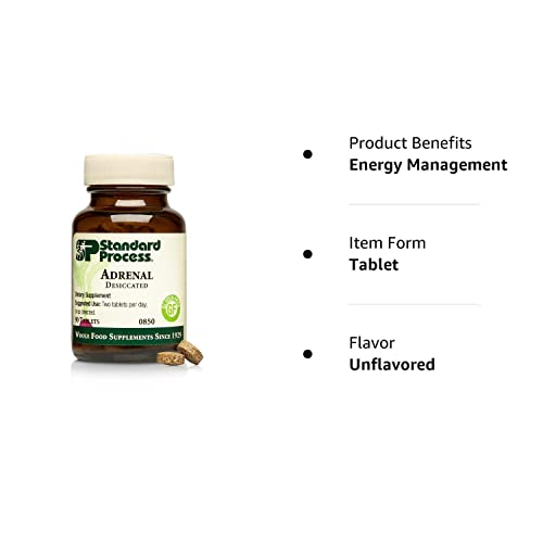 Standard Process- Adrenal Desiccated / Adrenal Support for Energy Production, Immune System Function and Adrenal Health, Gluten Free, 90 Tablets