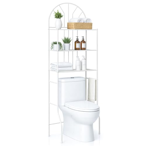 EVERGOODS 3-Tier Heavy Duty Toilet & Bathroom Storage Shelf Large Freestanding Metal Organizer Space-Saving Rack for Towels Toiletries and Household Items 175×60×35cm 55lbs Capacity
