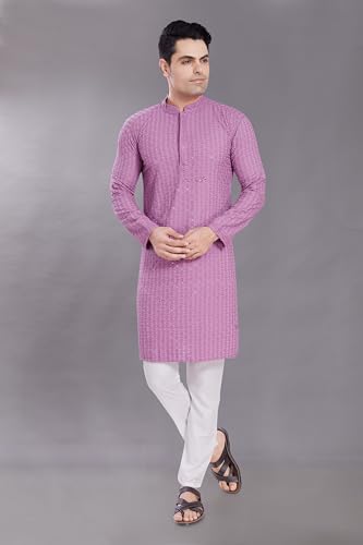 Image of DIVISIVE Men's Sequince Embroidered Cotton Blend Only Slim Fit Kurta