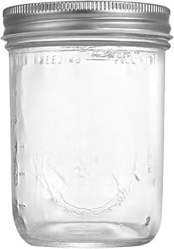 Mason Jars Set of 6 Wide Mouth with Lid Glass Airtight Multi-Purpose Stylish Drinking Bottles 16.2 fl oz 480 ml, Wide Mouth