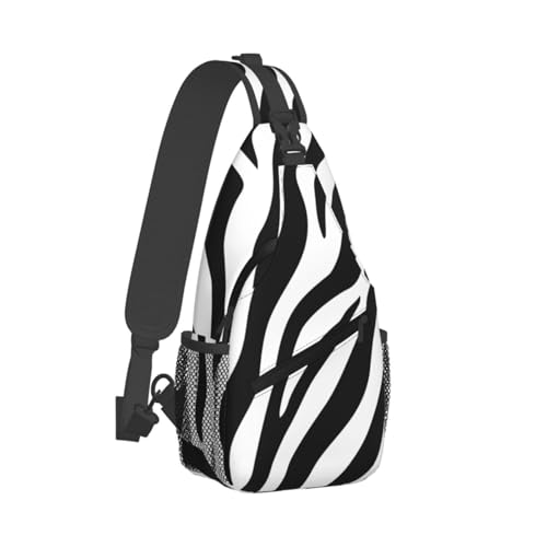 Bolso bandolera con textura cebra negra ajustable para mujer y hombre miniatura 2