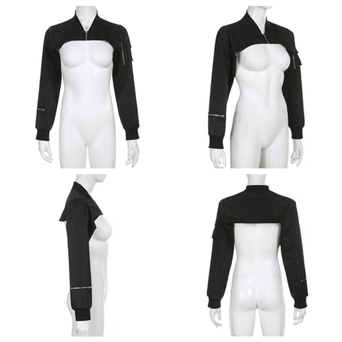 Women Gothic Crop Top Shawl Shrug Punk Cover Up Cardigan T-Shirt Blouse4