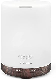 ASAKUKI 300ml Essential Oil Diffuser, Ultrasonic Aromatherapy Scented Diffuser Humidifier for Bedroom,Baby Room,Spa with 7 LED Color Lights and Waterless Auto Shut-Off, BPA-Free (Black Oak Grain)