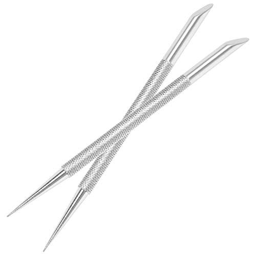 DRESSOOS 2 Piezas Pelado De Uñas Clavo Quitaesmalte Herramienta Para Empujar Cutículas Aguja Herramienta Para Cortar Cutículas Recortador De Cutículas Puntiagudo Gel Silver Acero Inoxidable
