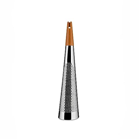 Alessi RS08 Todo - olbrzymia tarka do sera i gałki muszkatołowej ze stali i drewna, polerowana na wysoki połysk, srebrna, 46 cm