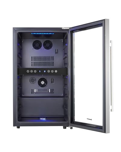 Kalamera Weinkühlschrank 2 zonen, Edelstahloptik, 45 Flaschen (bis zu 310 mm Höhe), 120 Liter, Zwei Kühlzonen 5-10°C/10-18°C, Freistehend, KRC-45BSS