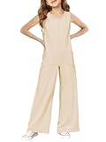 Haloumoning Girls Jumpsuits Kids Fashion Sleeveless Wide Leg Loose Romper with Pockets One Piece Summer Outfits