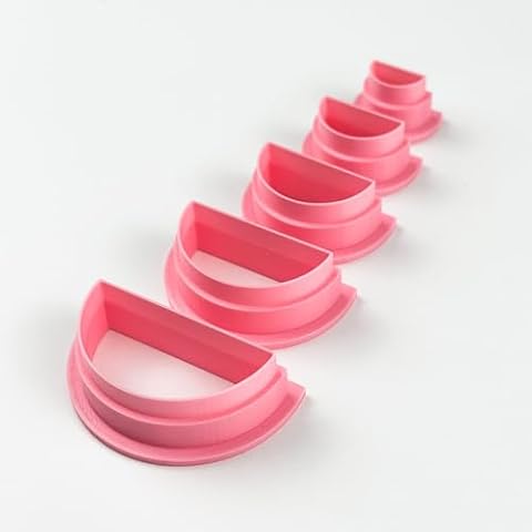 Polymer Clay Cookie Cutters – The Clayful Co Semi Circle Cutter Pack Set of 5 – Plastic Cutter for Jewelry and Earring Shapes Half Circle Cover