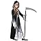 AOLIUP Halloween Costume Morte Bambina - Vestito da Mietitore Scheletro per Ragazza - Costumi Grim Reaper Bambini con Falce per Halloween Carnevale Cosplay Festa
