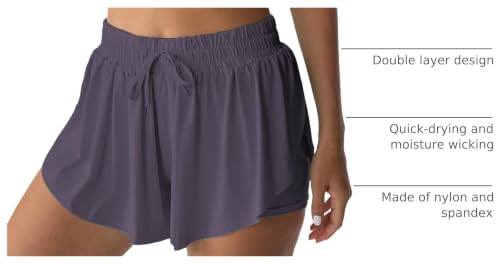 Image of Flowy Athletic Shorts for Women Running Tennis Butterfly Shorts Girls 2-in-1 Double Layer Quick-Drying Comfy Shorts