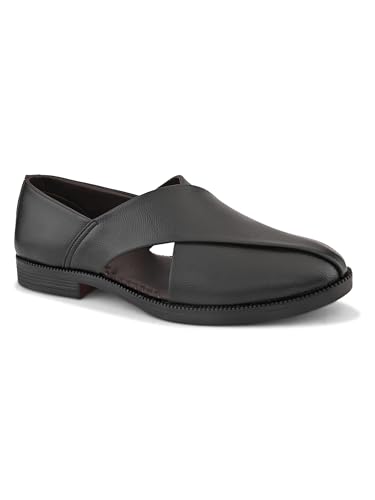 Image of STANPHORD Men Mojari Loafer Shoes | Traditional Ethnic Jutti Leather Look Slip-On | Cushioned | Wedding Party Festive Occasion Wear(TPAM 28009)