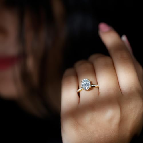 Certified Moissanite 7X9 mm Oval Engagement Ring, D-Vs1 Quality, Moissanite Ring with Side Stones - Ready To Gift3