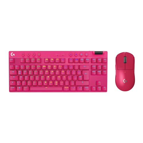 Logitech G PRO X SUPERLIGHT 2 LIGHTSPEED kabellose Gaming-Maus, USB-C-Aufladen, PC & Mac + PRO X TKL LIGHTSPEED kabellose Gaming-Tastatur, ohne Ziffernblock, PBT-Tastenkappen (DEU QWERTZ) - Magenta