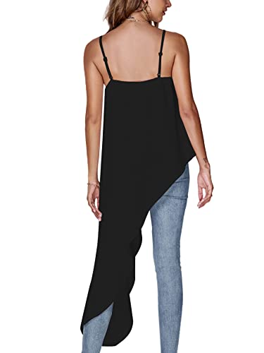Umenlele Women's Square Neck Spaghetti Strap Sleeveless High Low Loose Fit Cami Top2