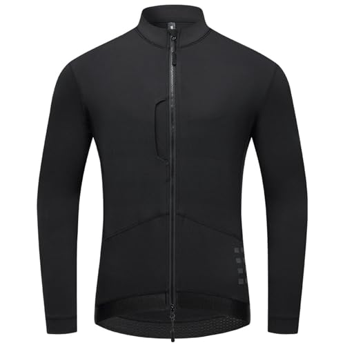 EFGETD Winter Cycling Jacket Thermal Fleece Cycling Jersey Men's Mtb Clothing Bike Uniform Bicycle Warm Up Breathable Coat(Black,XXX-Large)
