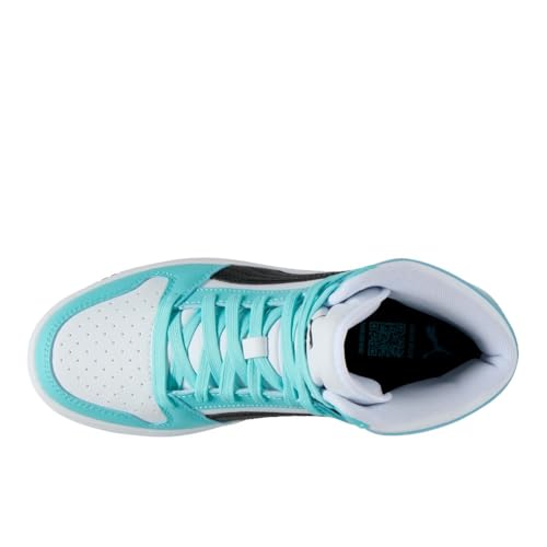 Image of PUMA Women's Rebound Layup Mid Shoes, Puma White /Puma Black /Safe Lake 9.5 Medium