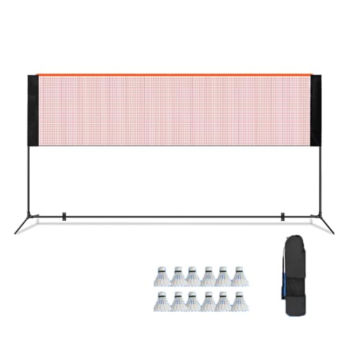 Soporte portátil de red de tenis de bádminton con postes de voleibol, postes combinados para entrenamiento deportivo en interiores y exteriores, incluye bádminton y mochila