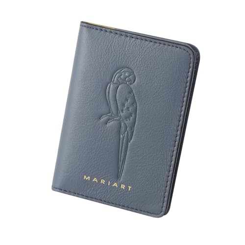 Mariart Carteira de Couro Bovino Legítimo Fauna c/Proteção Antifurto RFID (Azul Canindé)