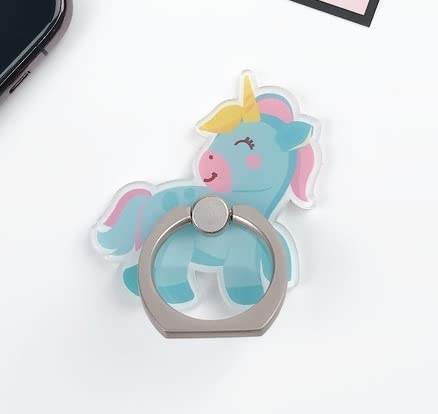 KolorFish Funky Mobile Phone Ring Grip Holder Stand 360 Degree Rotation with Finger Ring for All Mobile Phone and Tablet (Universal) Blue Unicorn (R632)