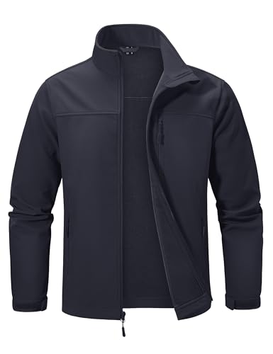 MAGCOMSEN Men's Lightweight Softshell Jacket Fleece Lined Tactical Waterproof Windbreaker Rain Jacket for Outdoor Hiking