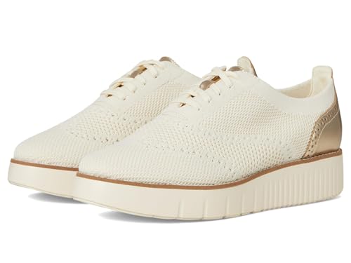 Cole Haan Grand City Platform Stitchlite Oxfords para mujer, Tejido marfil/dorado suave metálico/marfil, 37 EU