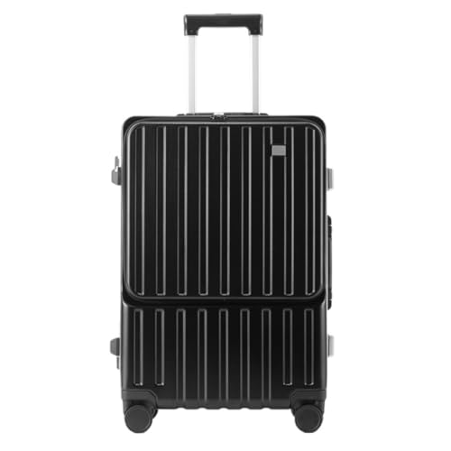 Luggage Front Opening Box Aluminum Alloy Frame Men's Suitcase High Luggage Code Box Universal Wheel Trolley Case Suitcases With Wheels(Black,24in)