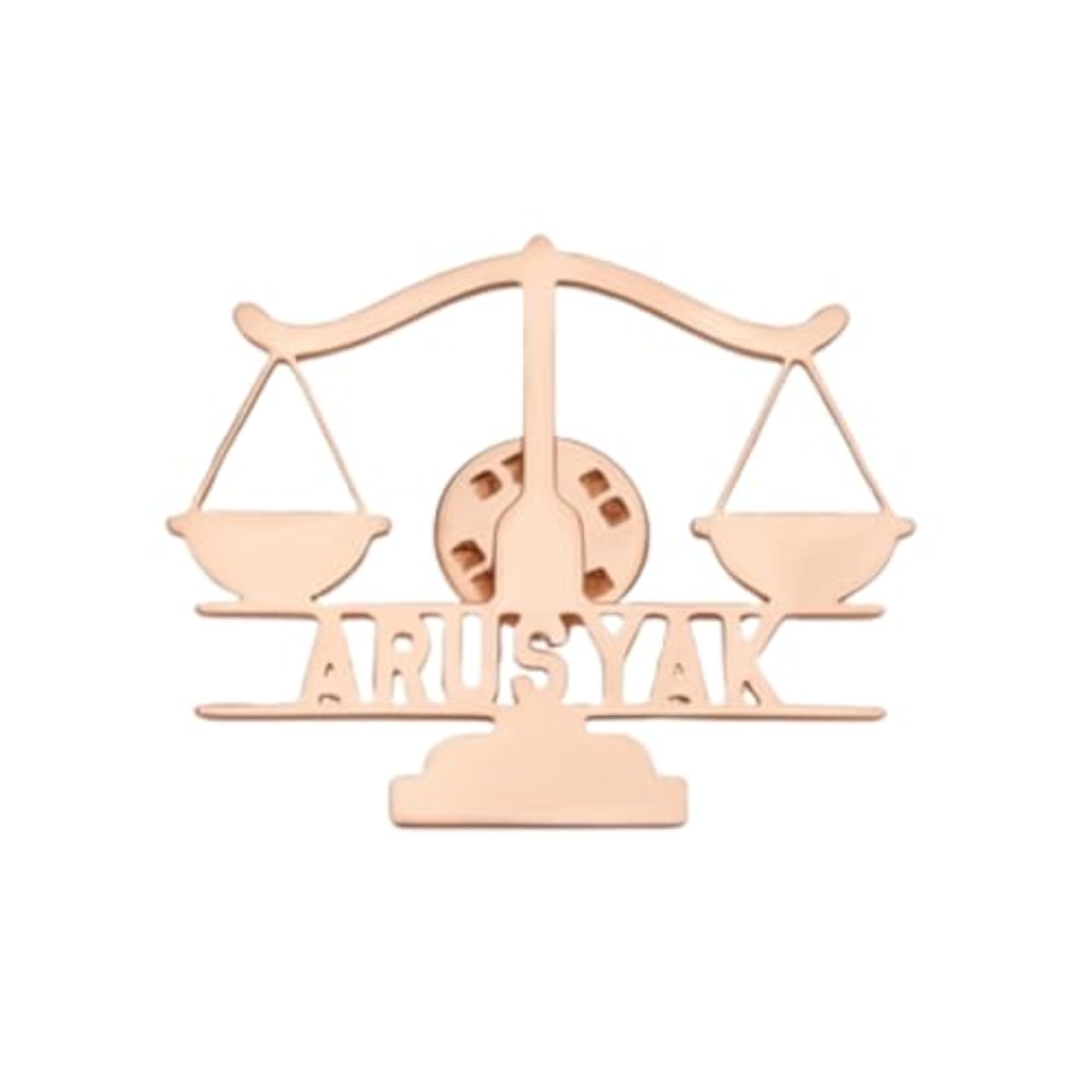 Personalized Scales of Justice Initials Lawyer Brooch