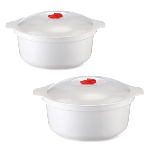 HAOSJINY Microwave Ramen Bowl, Microwavable Bowls With Lids, Microwave Steamer with Handls, Bpa Free, Dishwasher Safe, Microwave Cookware for Kitchenware and College Dorms（2pcs M+L）