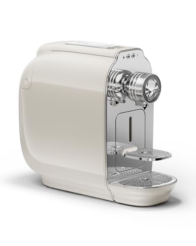 Afro Coffee Kahawa Premium Kaffeemaschine Ivory White – kompakte Kapselmaschine mit 19 Bar Druck,...