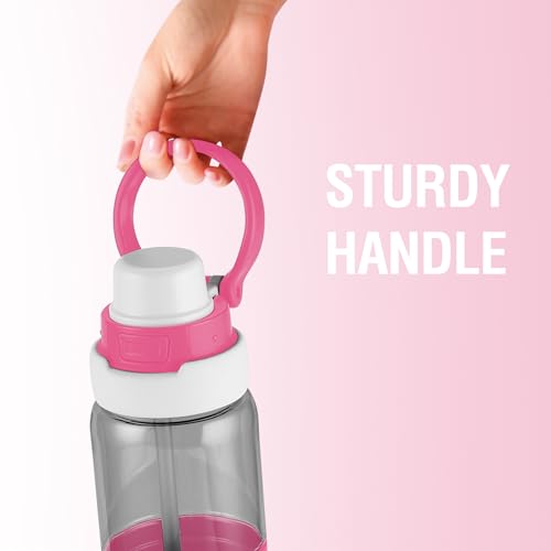 Image of MILTON Navi 800 2-in-1 Lid Sip or Gulp Water Bottle 800 ml | Sturdy Handle I BPA Free| Food-Grade | One-Touch Open | Leak-Proof | Ideal for Office, School, College, Gym, Pink