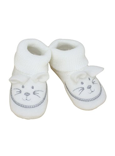 Boutique-Magique Chaussons Blanc avec Souris 0-3 Mois