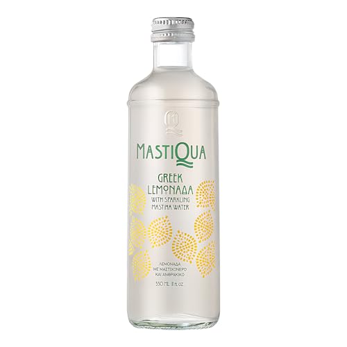 Mastiqua Lemonada with Mastic Glass Bottle 300ML | Sprakling Greek Lemonada Water