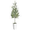 Artificial olive tree 6ft realistic tall fake plants for office living room bedroom home decor indoor faux floor green silk house corner large potted plants  urban country home decor
