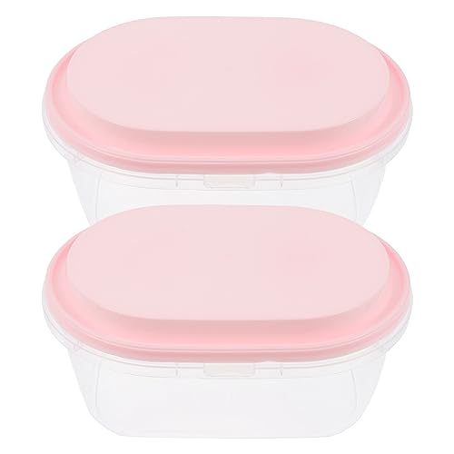 2pcs ice cream cups Ice Cream Freezer Storage Containers Freezer Storage Tubs with Lids for Ice Cream Sorbet and Homemade Ice Cream Use 1000ml dessert container Pink cake carrier box plastic