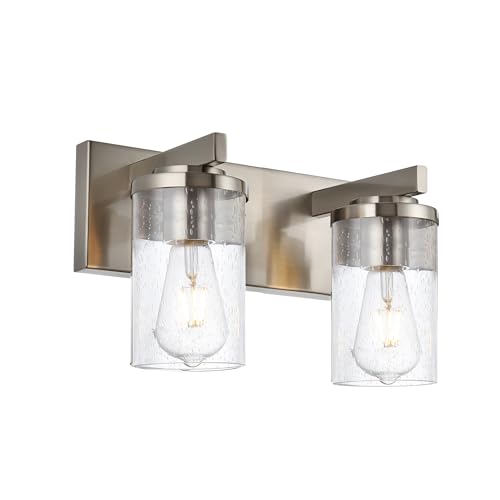 BONLICHT 2-Light Brushed Nickel Wall Sconce Lighting with Clear Glass
