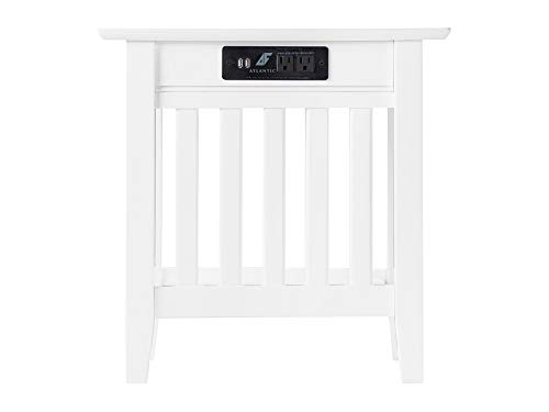 AFI, Mission Chair Side Table with Charging Station, White - Image 4