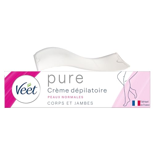 Veet Pure - Crema depilatoria para cuerpo y piernas, para piel normal, sin olor a amoniaco, 200 ml