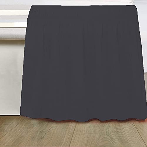 Image of Wrap Around Dust Ruffled Bed Skirt 10 inch Inch Tailored Drop Fade Resistant Brushed Microfiber Bed Skirt - Single Bed | Dark Grey