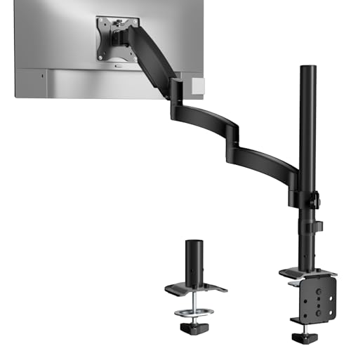 WALI Single Long Monitor Arm - Computer Monitor Arm Desk Mount for 13-32 inch Hold up to 19.8lbs Extra Long Adjustable Stand Full Motion Tall Arm VESA 75/100mm (GSDM001L)