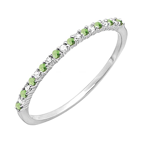 Dazzlingrock Collection Alternate Round Peridot & Diamond Stackable Wedding Band for Women in Solid Gold