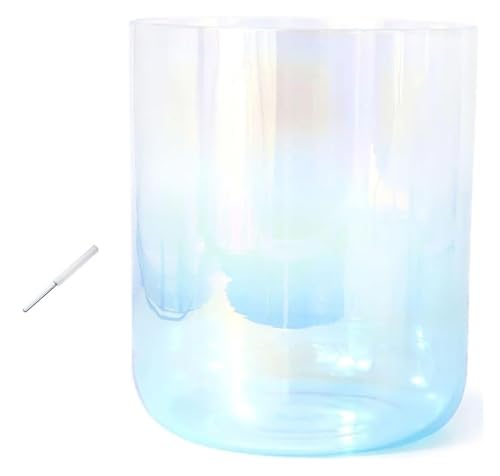 QRBACOPOE(売店) 水晶シンギングボウル 7インチ 432HZ クリスタルシンギングボウル、サウンドヒーリング、瞑想、祈り、ストレス軽減、ストライカーとOリング付き(Blue,A Note)