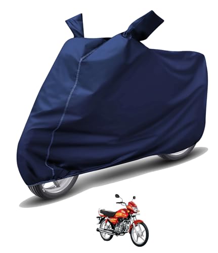 Image of Auto Hub Waterproof Bike Cover Compatible with Hero CD Deluxe Dustproof, UV Protection Two Wheeler Bike CD Deluxe Cover - Blue