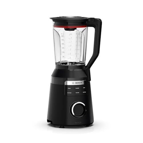 Bosch, VitaPower Série 6, blender haute performance, moteur 1800 watts, vitesse du moteur jusqu'à 45 000 tr/min, 6 programmes automatiques, bol résistant en tritan, noir, MMB6652B