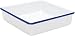 Enamelware Brownie Cornbread Pan - Solid White with Blue Rim