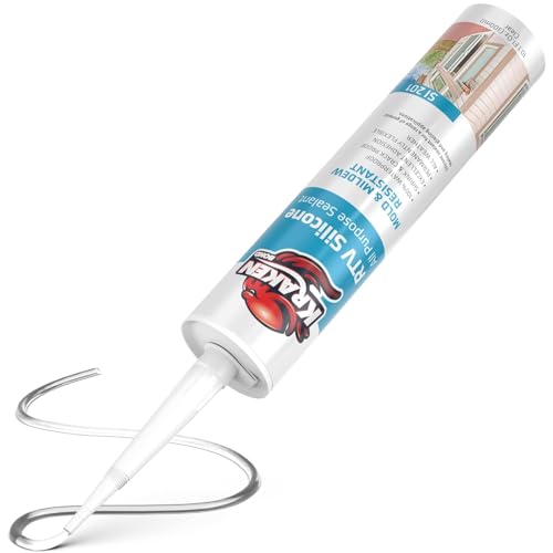 Image of Kraken Bond Clear Silicone Sealant Waterproof% 100-10 fl oz Cartridge - RTV Silicone Caulk Kitchen and Bathroom, All Purpose, Window Caulking Sealant Outdoor Exterior Use Silicon, Gun Incl - 12 Pack