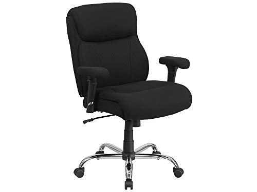 Flash Furniture HERCULES Series Big & Tall 400 lb. Rated Black Fabric Ergonomic Task Office Chair with Line Stitching and Adjustable Arms