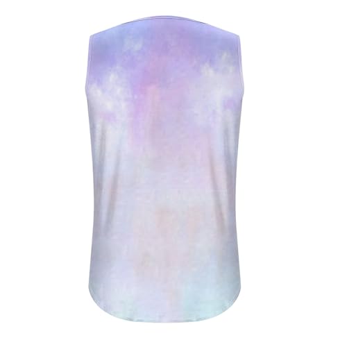 Womens Casual Summer Tank Tops Dressy Pleated Round Neck Sleeveless Chiffon Blouses Business Top Tie Dye Shirt3