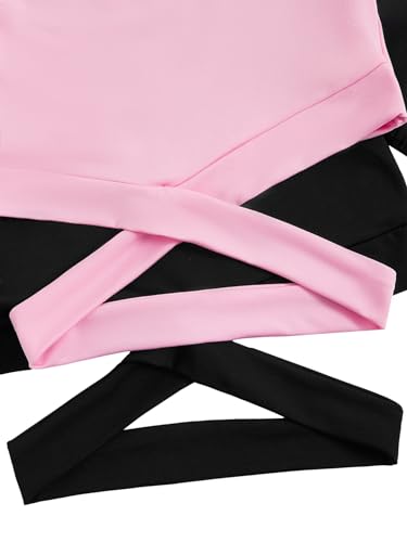 Image of Milumia Girl's 2 Piece Cut Out Crisscross Crop Tops Short Sleeve Tee Shirts | Dance Tops, Casual Top, Round Neck, Campus Outfit, Summer Top, T Shirts